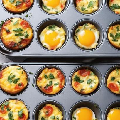 close up view of air fried egg muffins