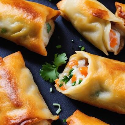 close up view of air fried egg rolls