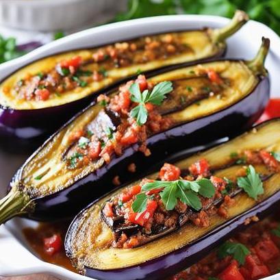 close up view of air fried eggplant