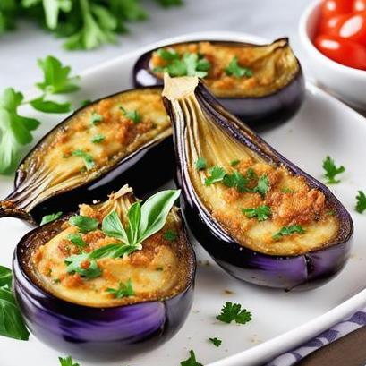 close up view of air fried eggplant