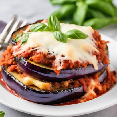close up view of air fried eggplant parm
