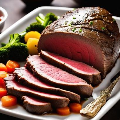 close up view of air fried eye round roast beef