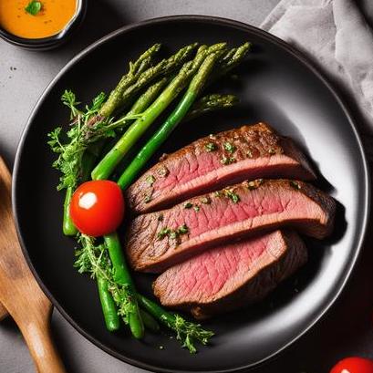 close up view of air fried eye round steak