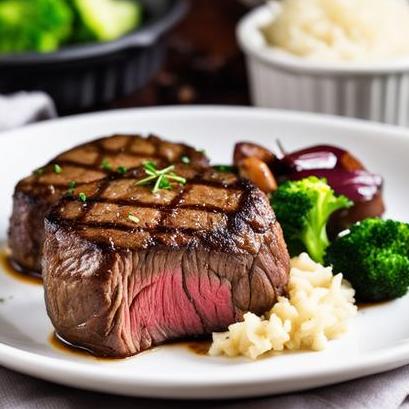 close up view of air fried filet mignon