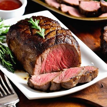 close up view of air fried filet mignon roast