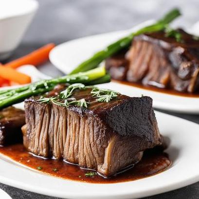 close up view of air fried flanken short ribs