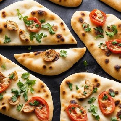 close up view of air fried flatbread