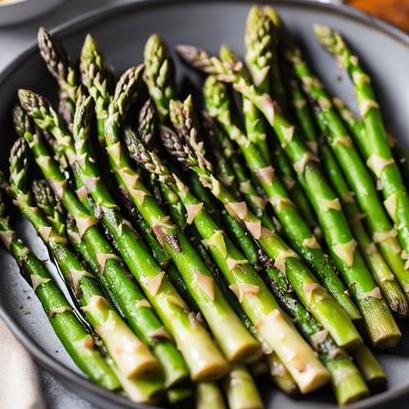 close up view of air fried fresh asparagus