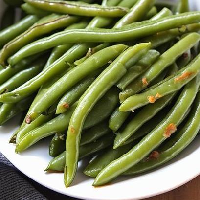 close up view of air fried fresh green beans