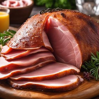 close up view of air fried fresh ham