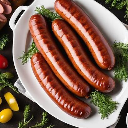 close up view of air fried fresh kielbasa