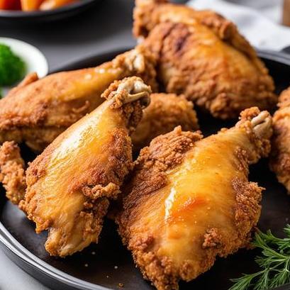close up view of air fried fried chicken