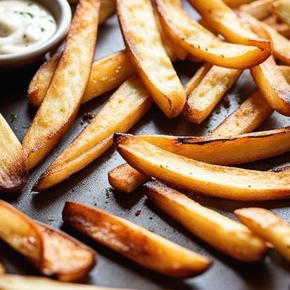 close up view of air fried fries