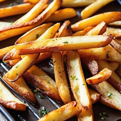 close up view of air fried fries