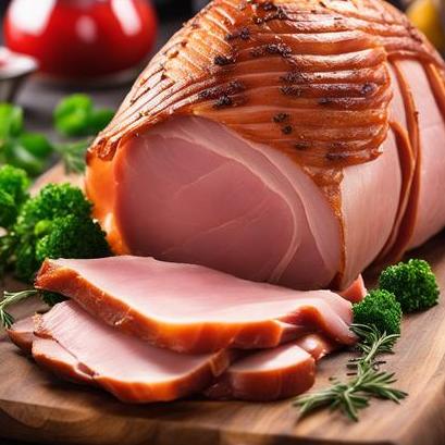 close up view of air fried fully cooked ham