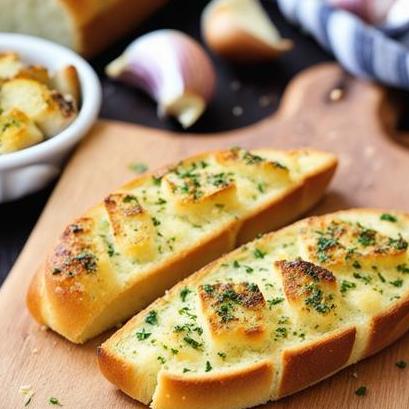 close up view of air fried garlic bread