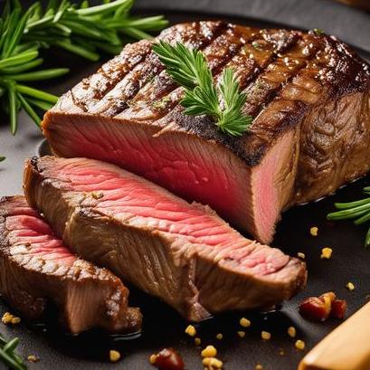 close up view of air fried good steak