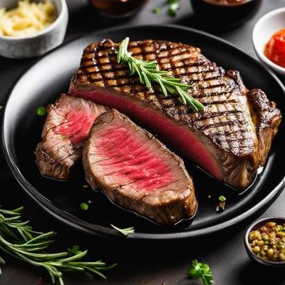 close up view of air fried good steak