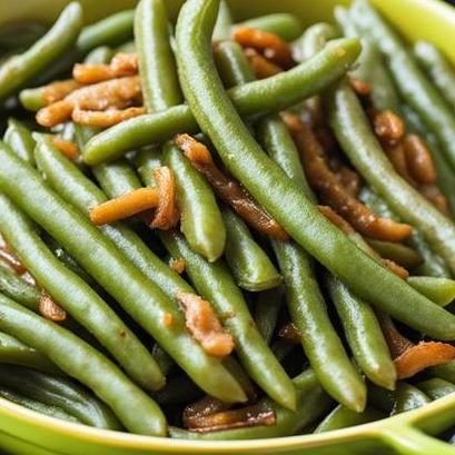 close up view of air fried green beans