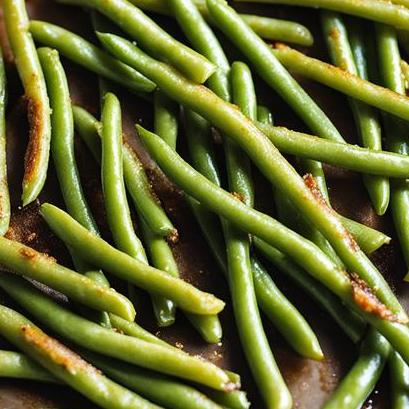 close up view of air fried green beans