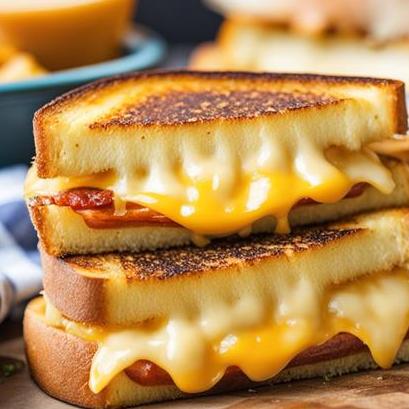 close up view of air fried grilled cheese