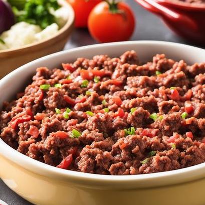 close up view of air fried ground beef