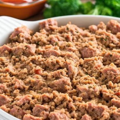 close up view of air fried ground turkey