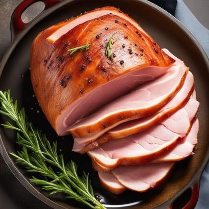 close up view of air fried half ham