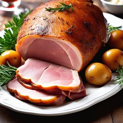 close up view of air fried ham roast