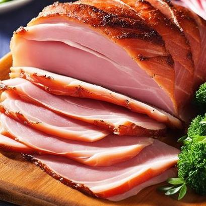 close up view of air fried ham slices