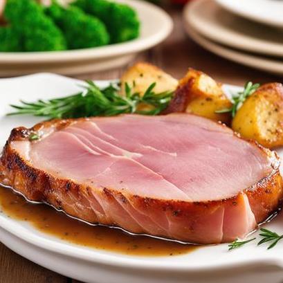 close up view of air fried ham steak