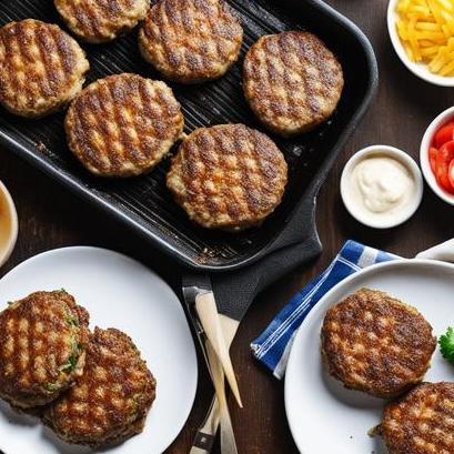close up view of air fried hamburger patties