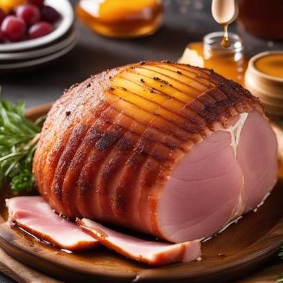 close up view of air fried honey baked ham