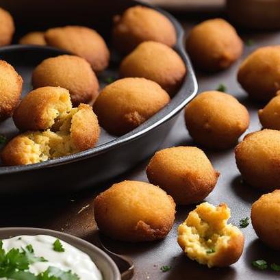 close up view of air fried hush puppies