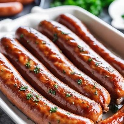 close up view of air fried italian sausages