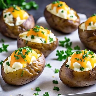 close up view of air fried jacket potatoes