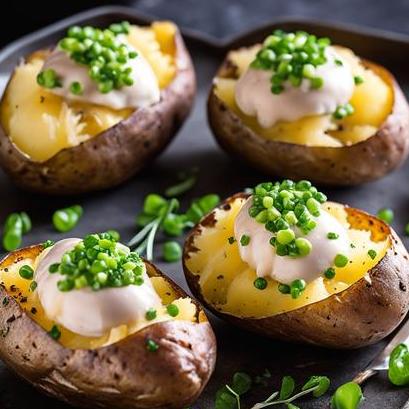 close up view of air fried jacket potatoes