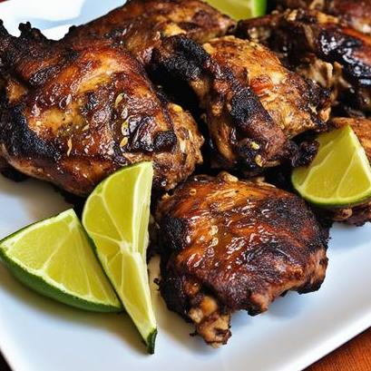 close up view of air fried jerk chicken