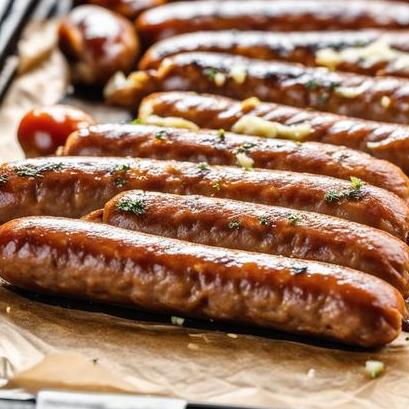 close up view of air fried johnsonville brats