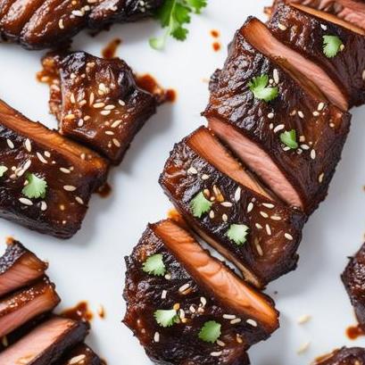 close up view of air fried kalbi