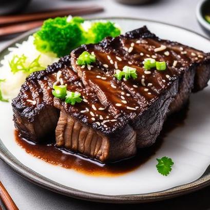 close up view of air fried kalbi