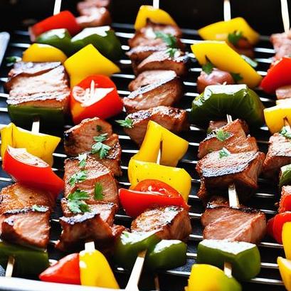 close up view of air fried kebabs