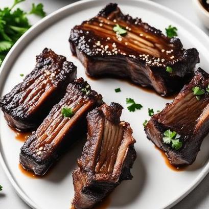 close up view of air fried korean short ribs