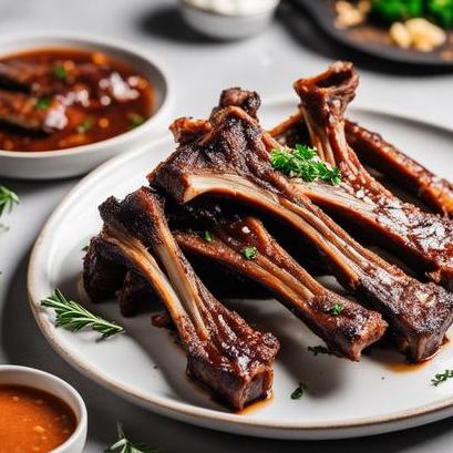 close up view of air fried lamb ribs