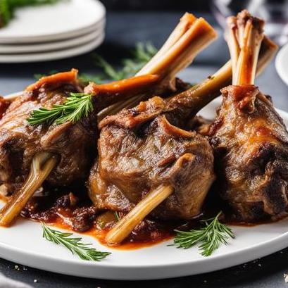 close up view of air fried lamb shanks