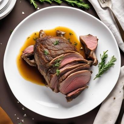 close up view of air fried leg of lamb