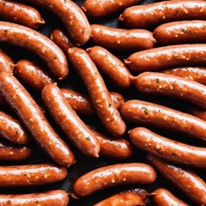 close up view of air fried link sausages
