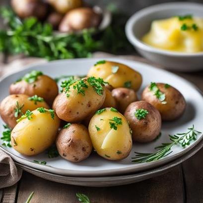 close up view of air fried little potatoes