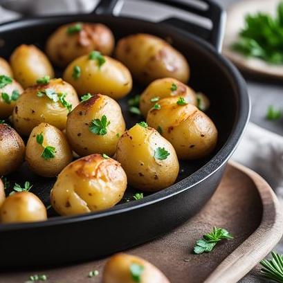 close up view of air fried little potatoes