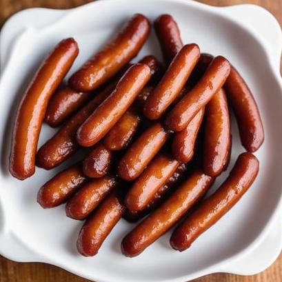 close up view of air fried little smokies